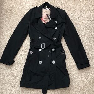 Burberry Brit Double Trench Coat | Rain Jacket | Black